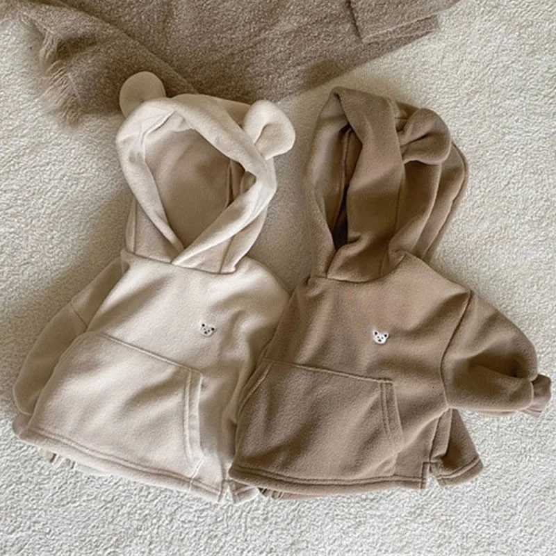 2023 Spring New Baby Boy Bear Hooded Sweatshirt Toddler Girls Cotton Clothes Embroidery Tops Kids Hoodies Outerwear Z250826