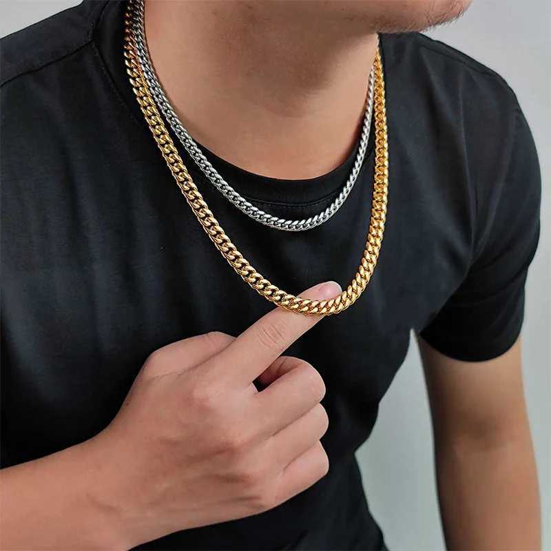 Hip Hop 4mm 6mm 8mm Gold Plated Jewelry Miami Stainless Steel Link Cuban Chain Necklace for Men WomenXJ250826