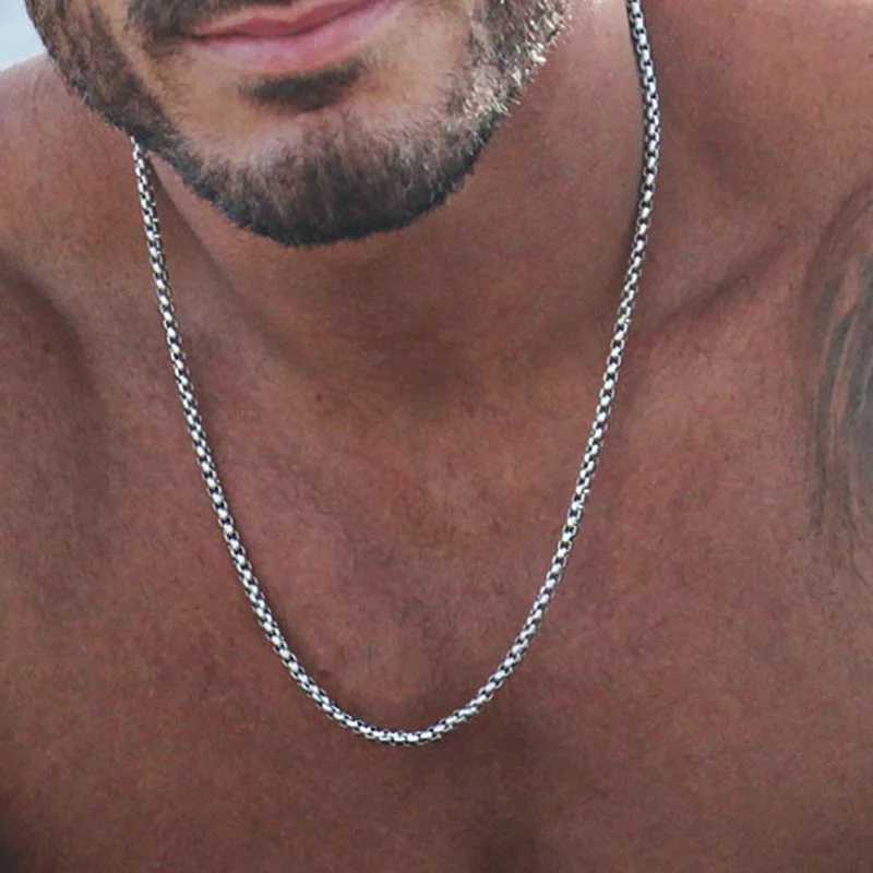 Round Box Chain for Men Boys Gold Silver Black Plated Stainless Steel Chain Collars Unisex Jewelry Gifts 18 to 30 InchesXJ250826