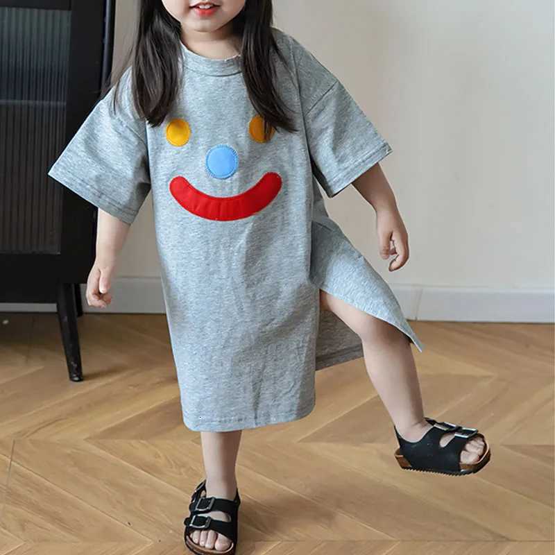 New Baby Girls Kindergarten Cute Short Sleeved Tshirt Dress Baby Summer Childrens Personalized Split Dress Casual ClothingXJ250826