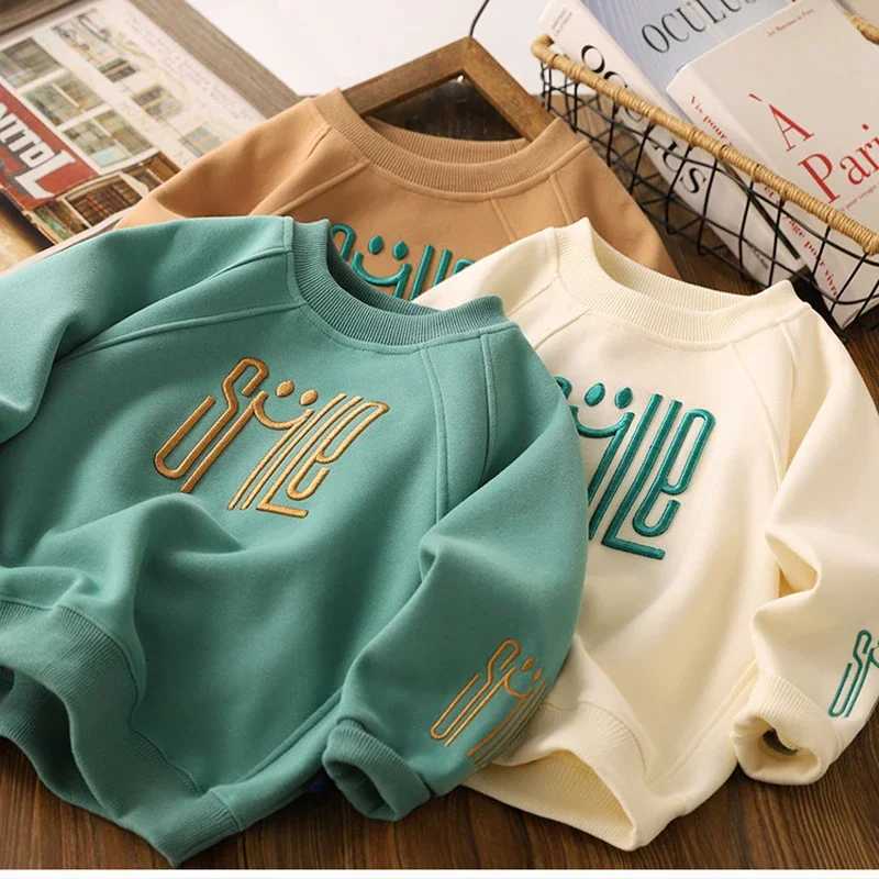 412 Years Teen Boys Shirt Spring Autumn Solid Letter Sweatshirt For Kids Handsome Children Sports Casual Pullover Z250826