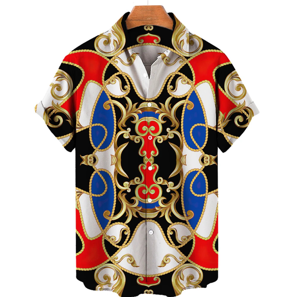 Hawaiian Short Sleeved Mens shirt Loose Breathable Baroque shirt Casual stylish Light wear 2024250825