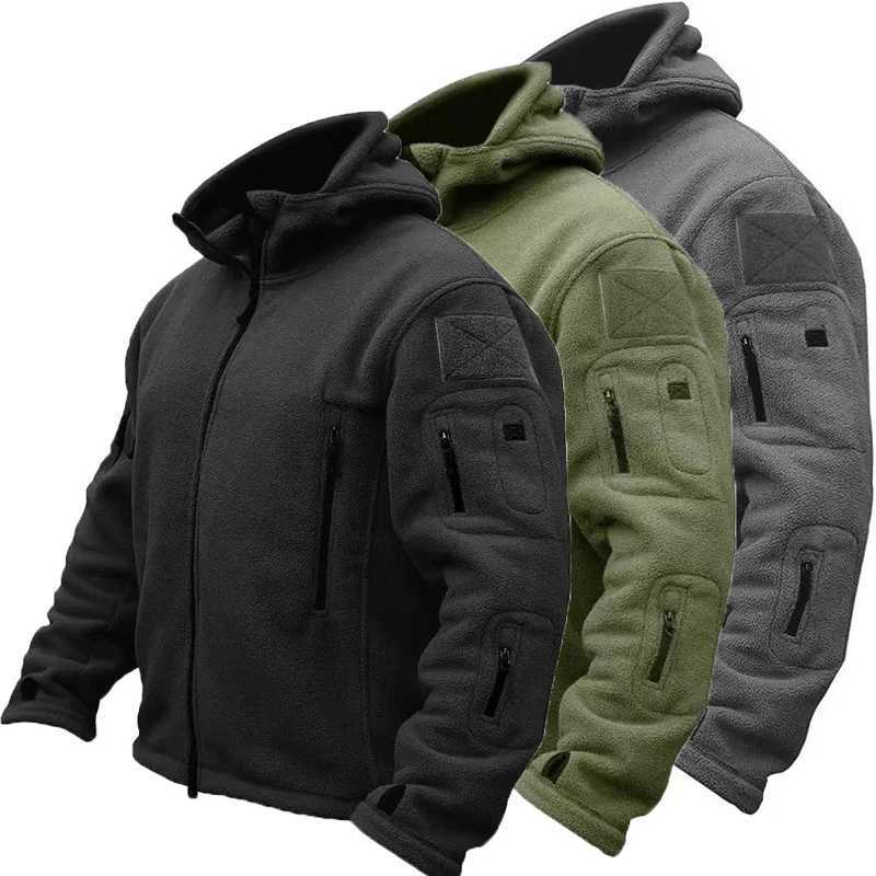 Mens Military Winter Autumn Tactical Fleece Jackets Warm Polar Outdoor Coat Cargo Casual Hiking Camping Trekking ClimbingXJ250826