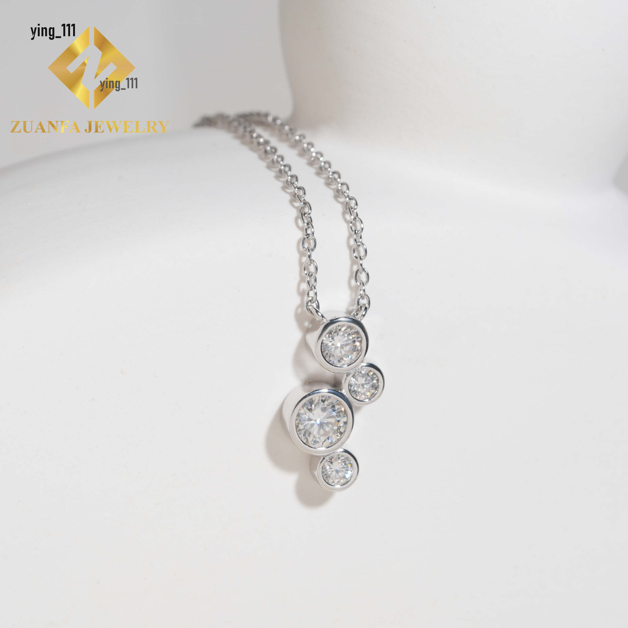 Iced Out Round Brilliant Cut Moissanite Necklace Pass Diamond Tester 925 Sterling Silver Fancy Diamond Pendant Necklace