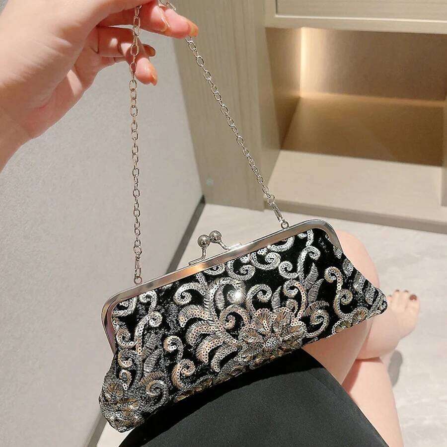 Designer Bags Retro Women Clutch New Beaded Suede Evening Bags Wedding Party Bridal Embroidered Handbag Black Small Shell Totes Wallets Luxury Bag