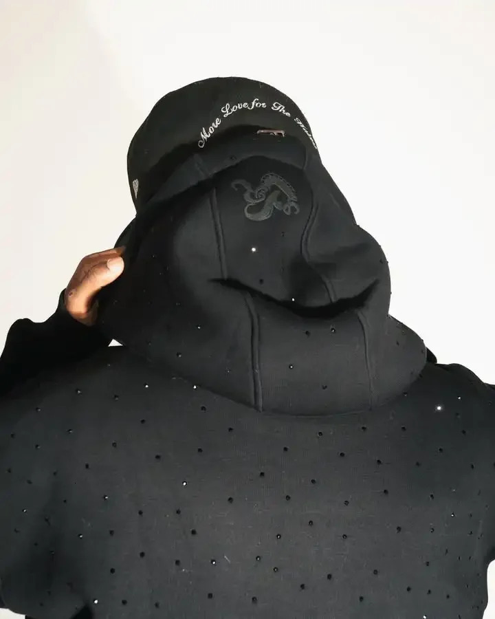 Harajuku Vêtements polyvalents pour hommes avec motif brodé en diamant y2k en deux pièces sweat à capuche pantalon de sport de survêtement Men250