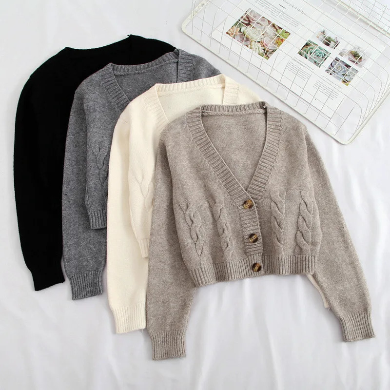 Short style highwaisted slim plastic sweater women 2023 spring singlebreasted knitted cardigan twist small jacket 250815