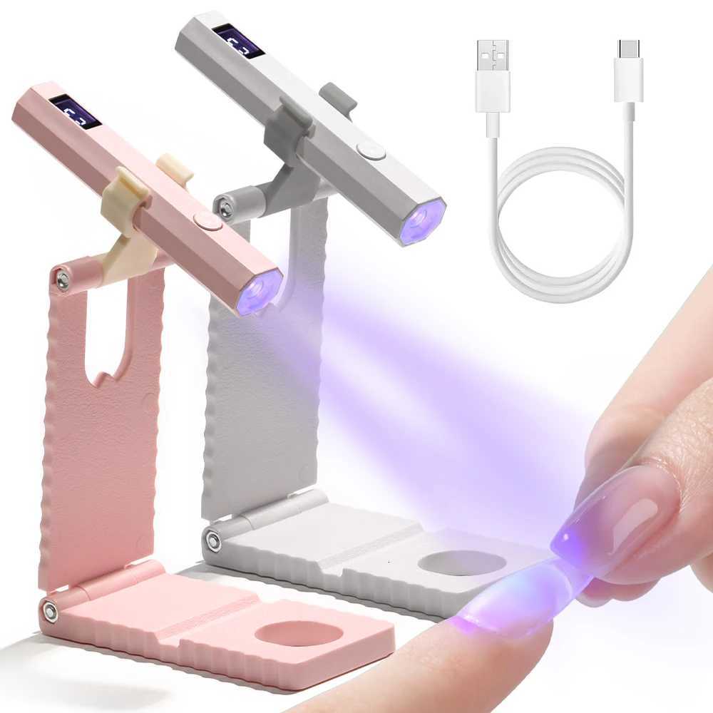 YIKOOLIN Portable Handheld UV Dryer Lamp with Foldable Stand for Gel Nail Curing USB Rechargeable Quick Dry Nail Lamp M250826