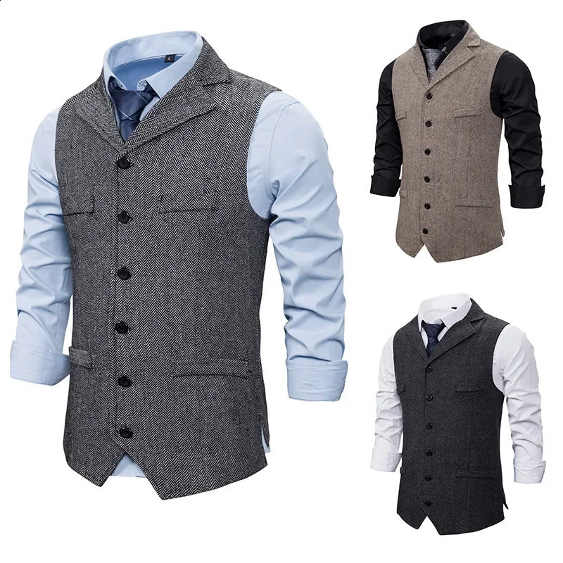Mens Singlebreasted Lapel Vest Jacket Crossborder Youth Sleeveless Suit Vest Casual Material Other250826