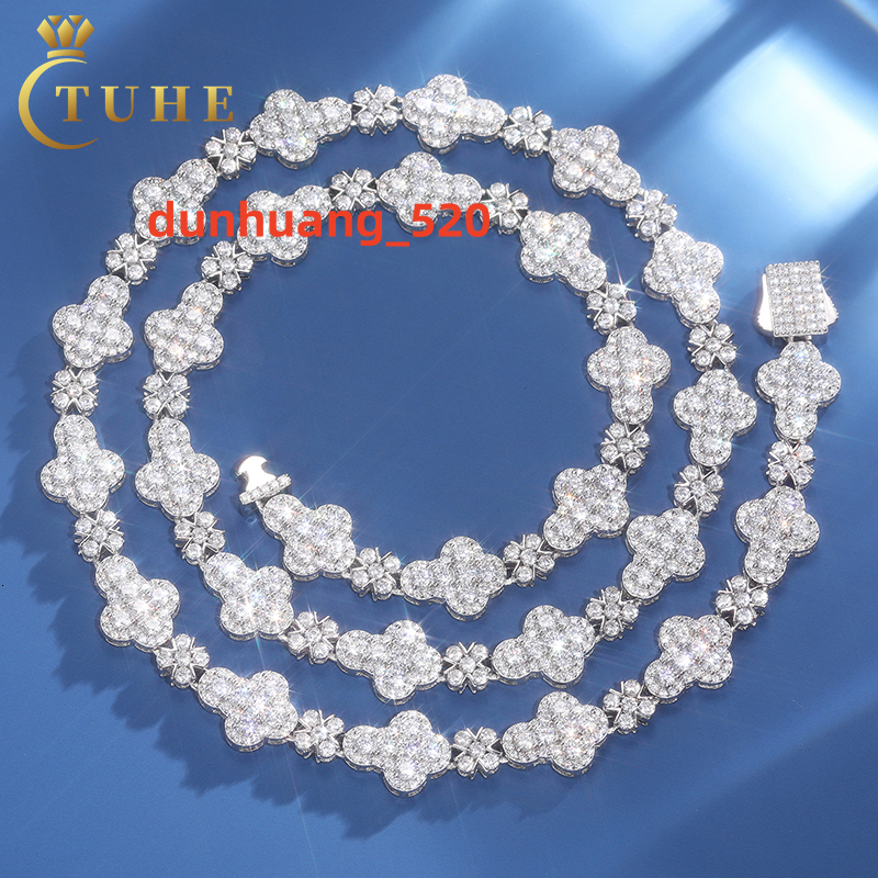 GRA Certificated Cross Collection 10mm Vvs Moissanite Diamond White Gold Plated 925 Sterling Silver Waterproof Cross Necklace