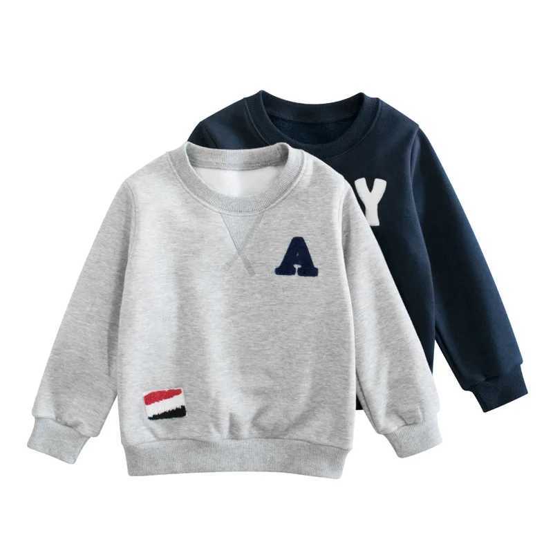 2025 Spring Winter Kids Casual Sweatshirts for Boys Girls Solid Letter Print Clothes Children Fluff Sport Casual Autumn Sweater Z250826
