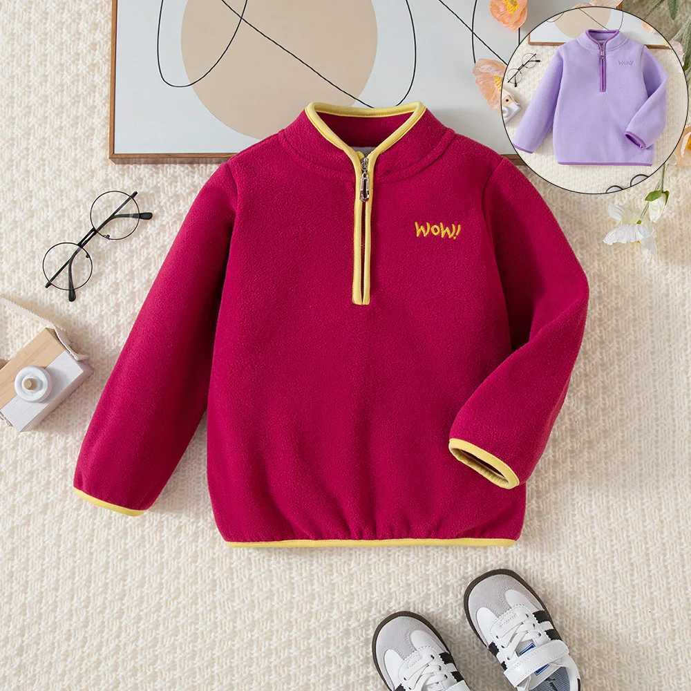 Boys Girls Sweatshirt Standing Collar Zipper Sweatshirt Letter Design Casual Fashion Solid Color Versatile Soft Warm Hot Sale Z250826