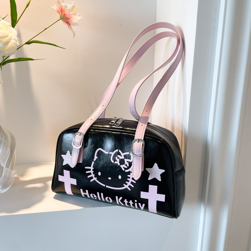 Free Shipping 2025 New Designer Bag New Cartoon Cute Cat Handbag Japanese Style College Style JK Style Shoulder Bag Large Capacity Commuter Bowling