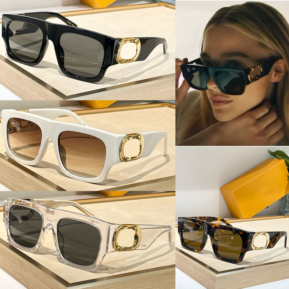 Link Square Sunglasses womens designer black acetate sunglasses Z1478E Side mirror leg hollow metal logo Classic mens goggles UV400 Protection with