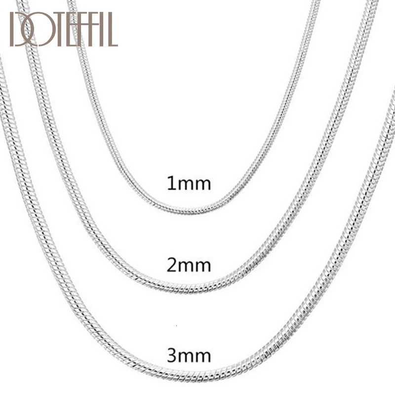 4075CM 925 Sterling Silver 1MM2MM3MM Solid Snake Chain Necklace For Men Women Fashion Jewelry for PendantXJ250826
