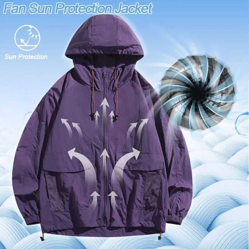 Summer Ice Cool Jacket Men Women Air Fan Clothing UV Sun Protection Lightweight Outdoor Clothes Windproof Cooling Apparel CoatXJ250826