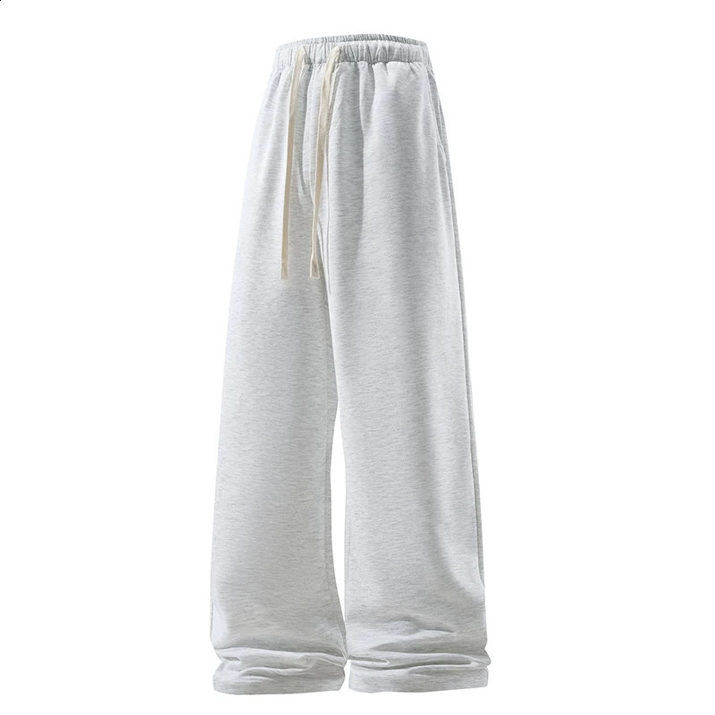 Wide Leg Pant Fashion Causal Breathable Men Sweatpant Male Autumn Versatile Elastic High Waist Drawstring Loose Straight Trouser 250827