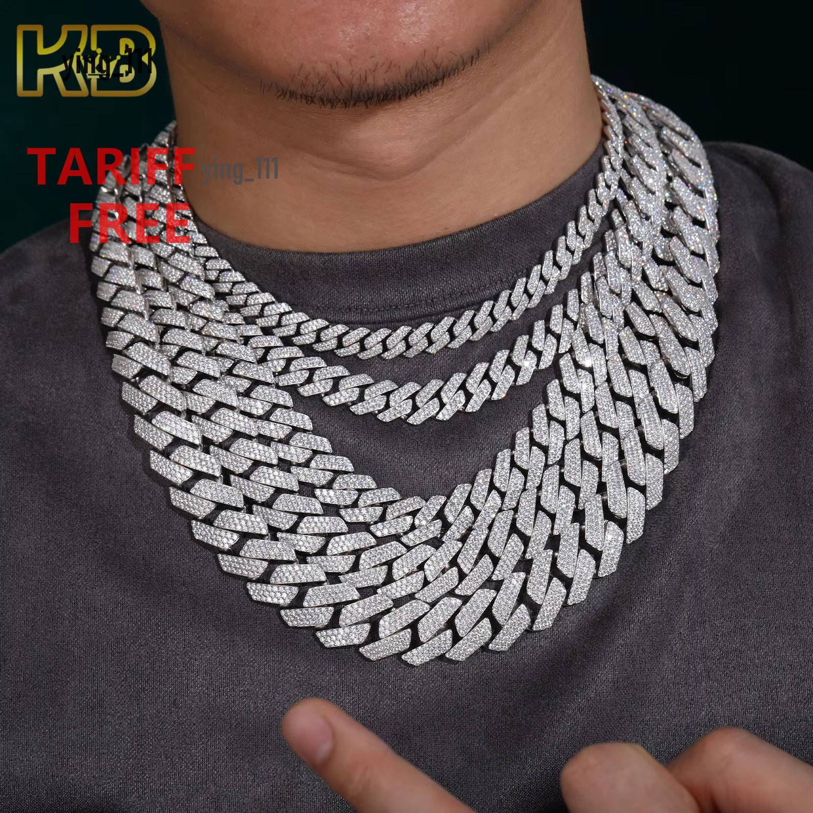 Wholesale 8mm 10mm 12mm 14mm VVS Moissanite Cuban Link Chain Necklace Bracelet Hip Hop Iced Out 925 Sterling Silver Jewelry
