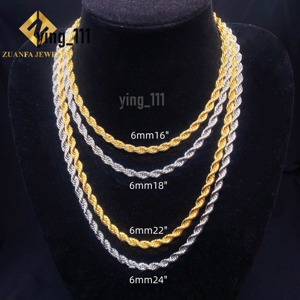 6MM Wide 316L Stainless Steel Cuban Chains 925 Silver VVS Moissanite Lock Fashion Men Hip Hop Necklace Bracelet
