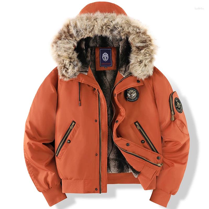 Men's Jackets Casual Winter Jacket Black Hooded Bomber Style Premium Faux Fur Hood Good Cold Insulation Decorative Zipper