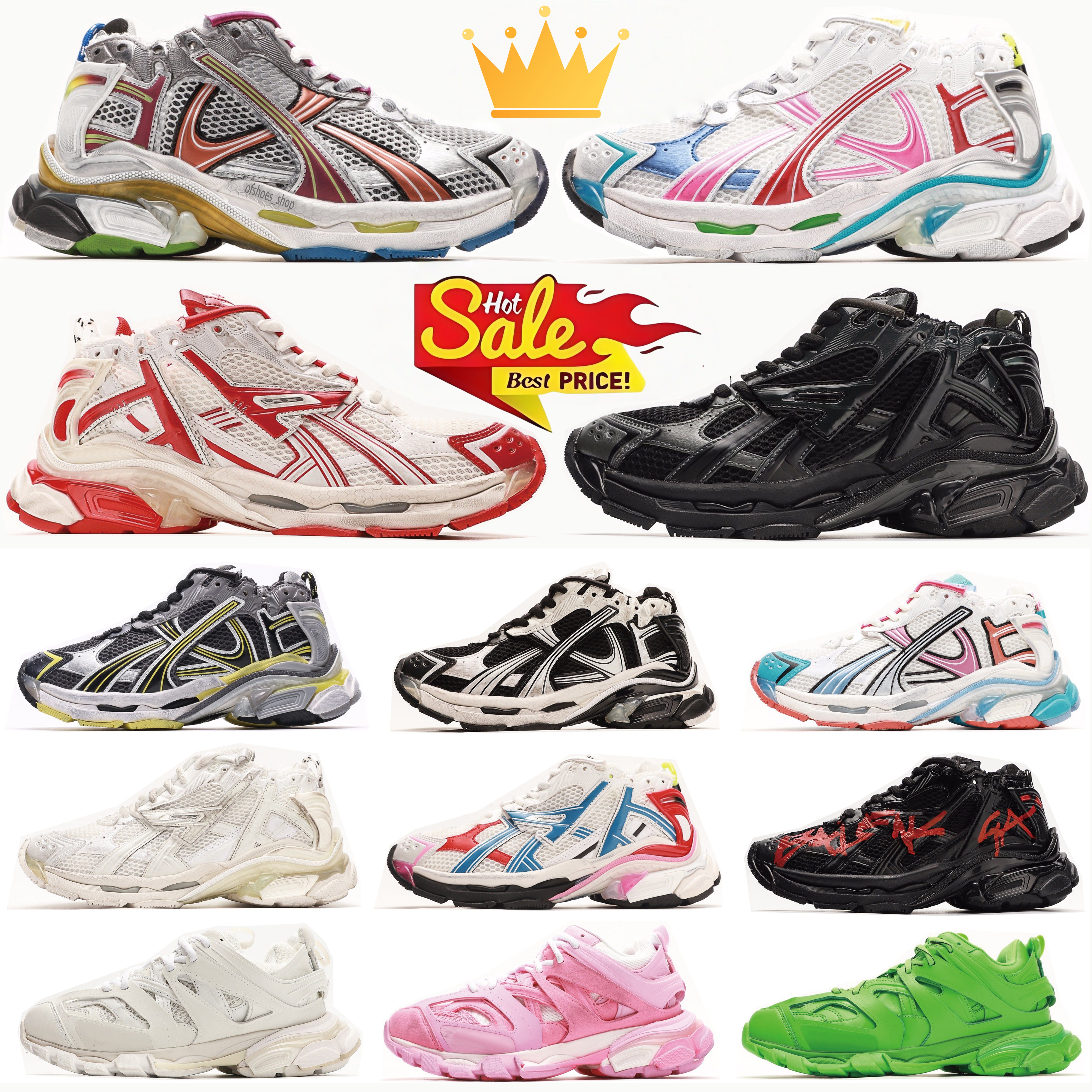 Designer Shoes Luxury Brand 12A Sneakers Track Runners 7.0 7.5 3.0 Platform All Black white Multicolor Pink Blue Grey Ancien Daddy men women trainer