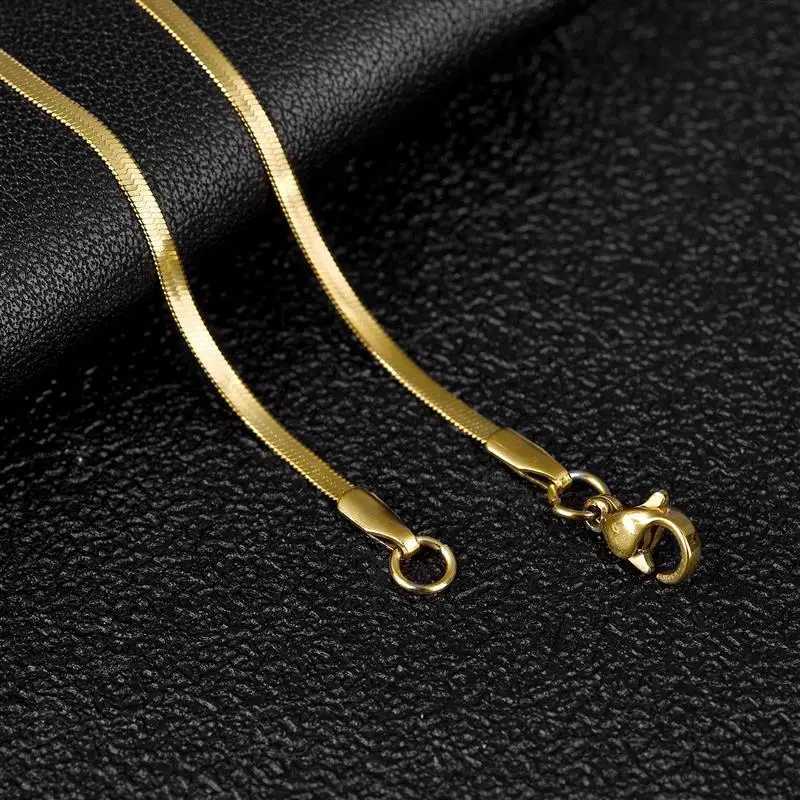 Fashion Snake Chain Men Women Necklace Choker Stainless Steel Herringbone Gold Color Chain Necklace Male Female JewelryXJ250826