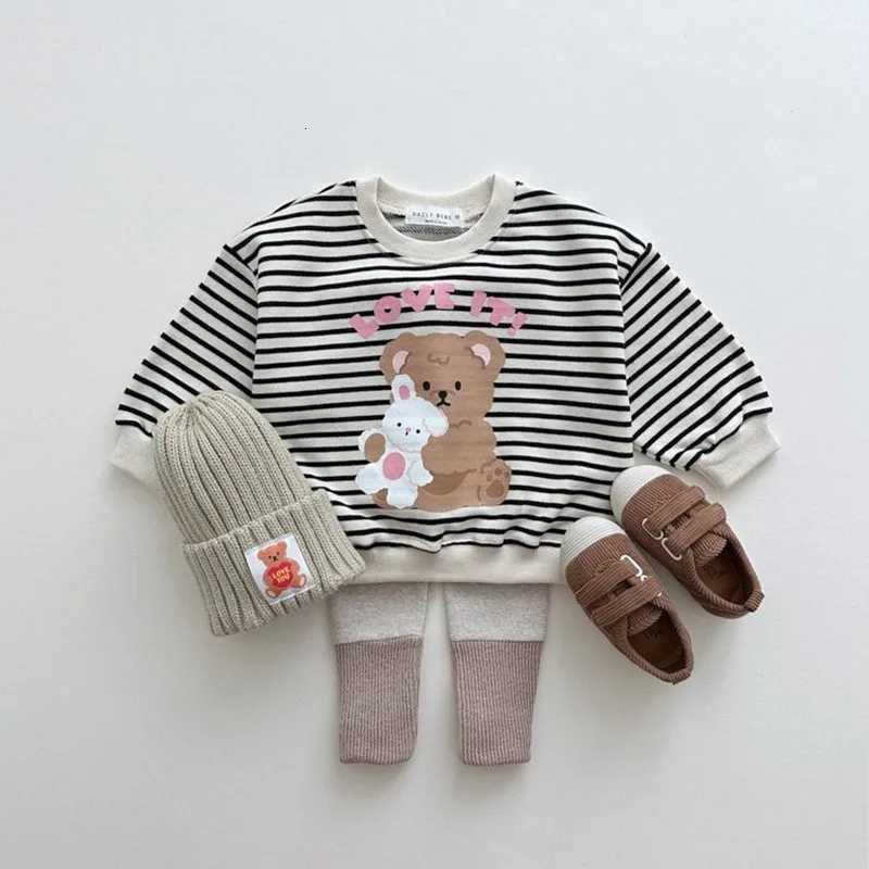 23084 Unisex Stripe Sweatshirt Long Sleeve TShirt for Kids Spring Autumn Wearable Hoodie Top for Baby Fashionable Basic Shirt Z250826