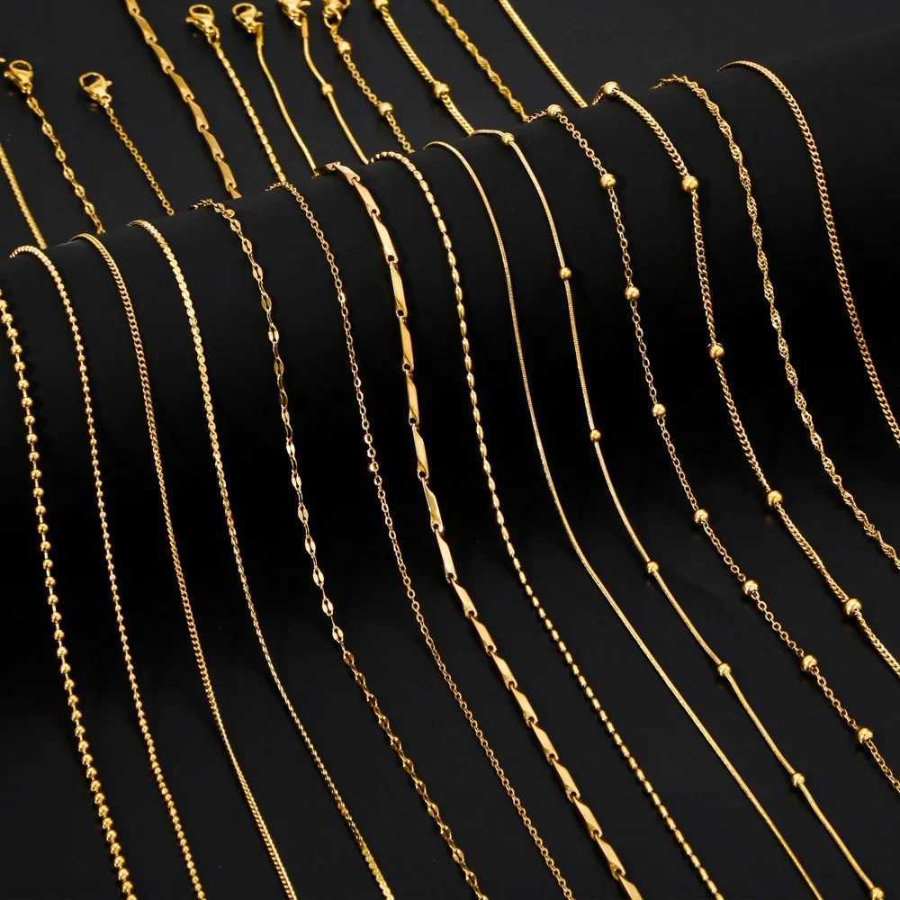 304 Stainless Steel Snake Ball Stick O She Beads Rope Link Chain Necklace for Women Jewelry Gift Gold Color Diy AccessoriesXJ250826
