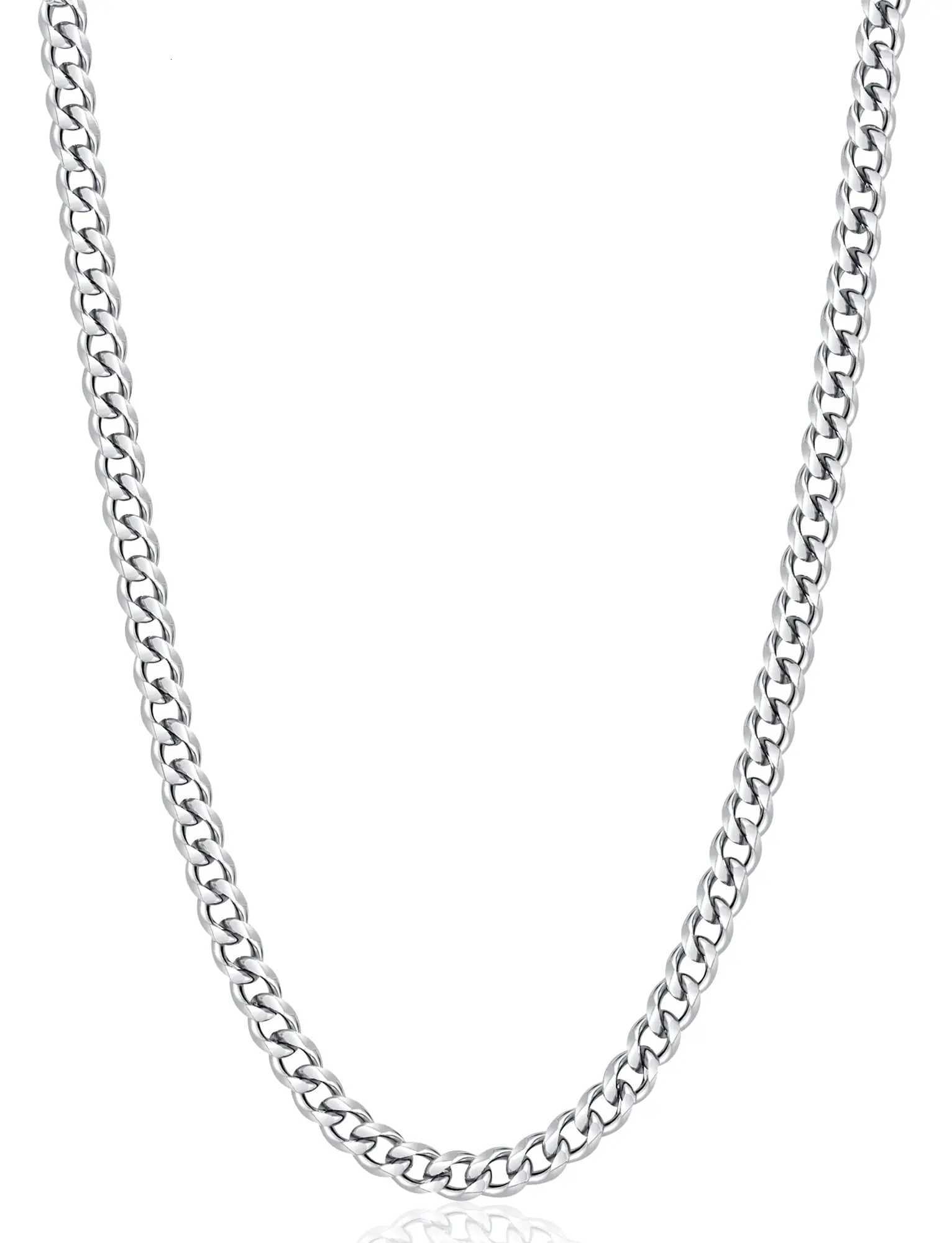 Shevalues Stainless Steel Cuban Necklace for Men Women Fashion Silver ToneBlack 14K Gold Plated High Quality Chains Gift BoxXJ250826
