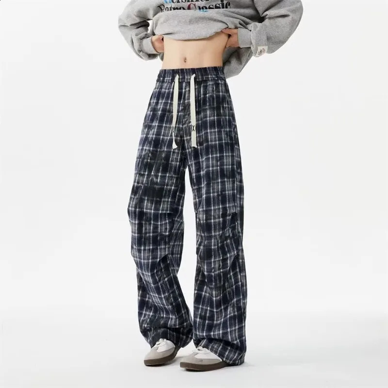 Plaid Mens Sweatpants Trousers Deals Essential Elegant Y2k in Fashion Harajuku Casual Trend Cool Male Sports Pants Wide Leg 250827