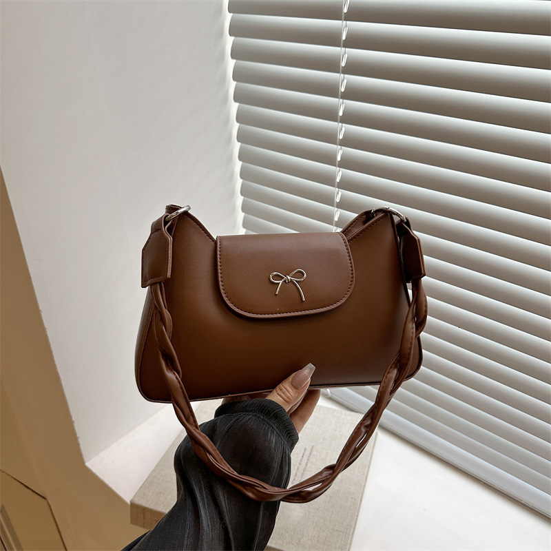 Summer Large Capacity Korean Style Bowknot Personality Solid Color New French Sweet Underarm Single Shoulder Bag