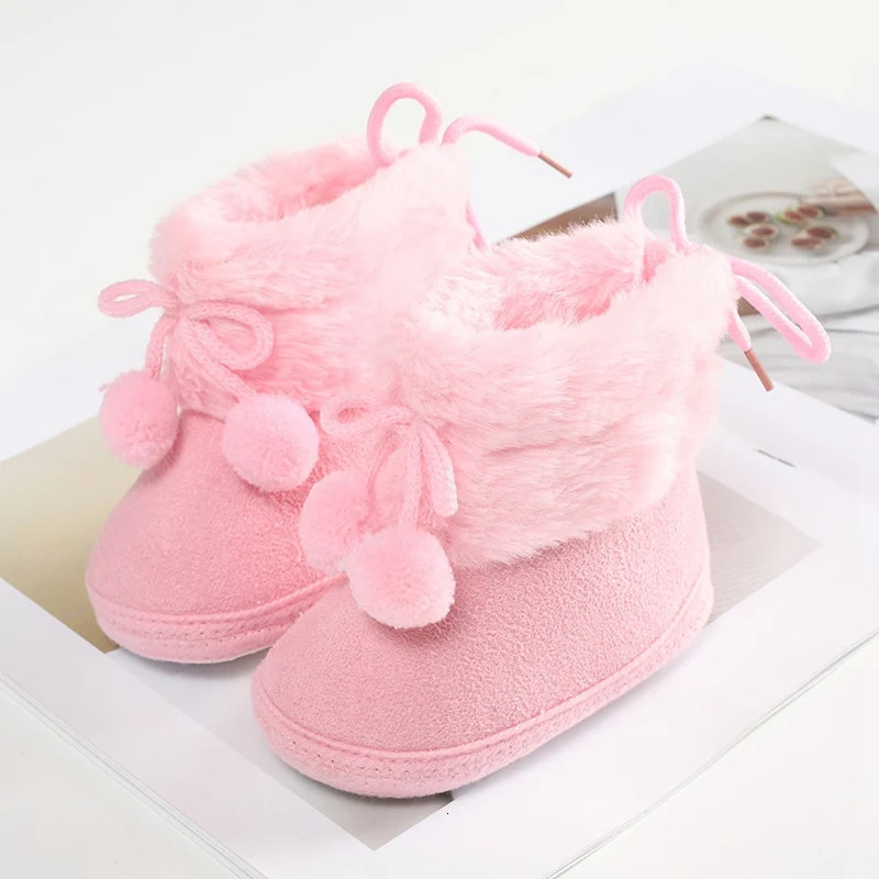 Baywell Winter Furry Snow Boots Soft Sole First Walkers Shoes for Baby Girls 018 Months250825