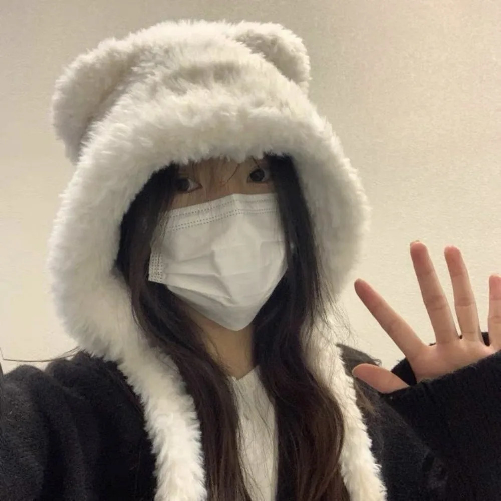 Fashion Plush Earmuffs Cap Winter Cute Ear Protection Hat Keep Warm Bomber Hat Bear Beanies Bonnet 250821