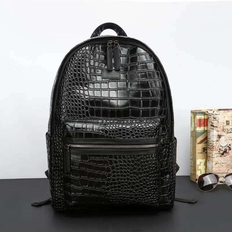 Hot Selling Fashion Backpack Alligator PU Leather For Men Laptop Bags Large Capacity Travel Backpacks Student Schoolbag Designer Bags