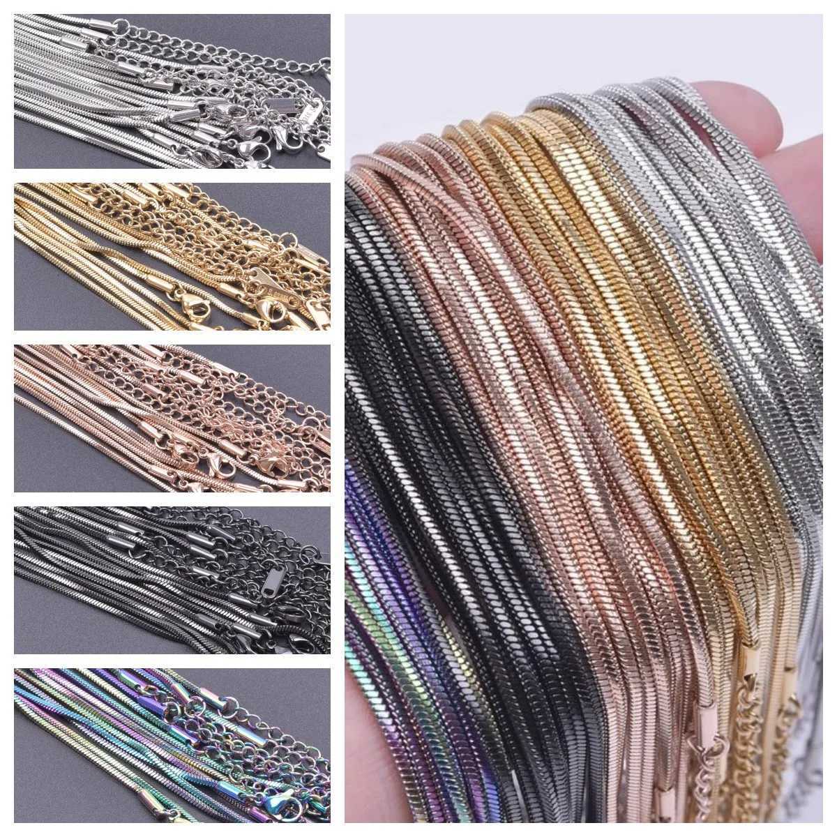 2pcsLot SilverGoldRose Gold Color Black Rainbow 304 Stainless Steel Square Snake Chain Men Women Necklace Jewelry Width 15mmXJ250826