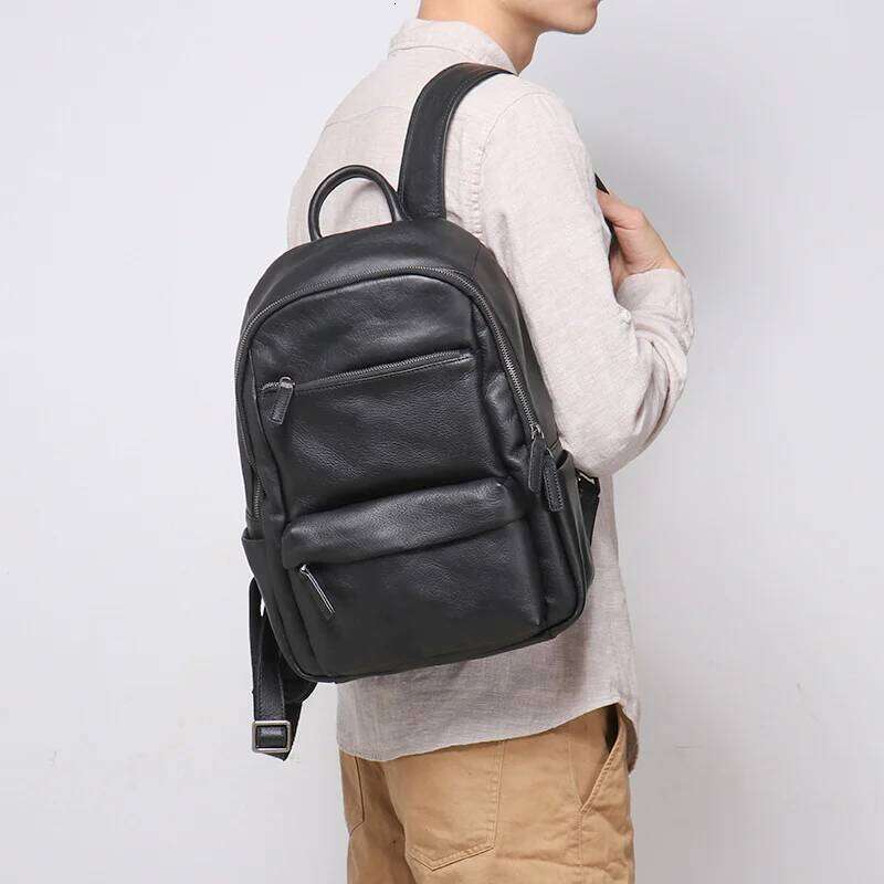 Designer Bags New Men's Genuine Leather Backpack, Women's Top Layer Cowhide School Bag, 14-Inch Laptop Outdoor Travel Backpack. Luxury Bag