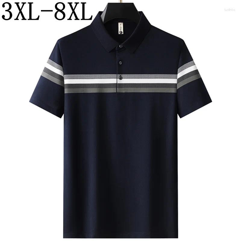Men's Polos 8XL 7XL 6XL 2025 Summer High End Luxury Polo Shirt Men Tops Short Sleeve Lapel Mens Shirts Business Casual Loose T-Shirt Man