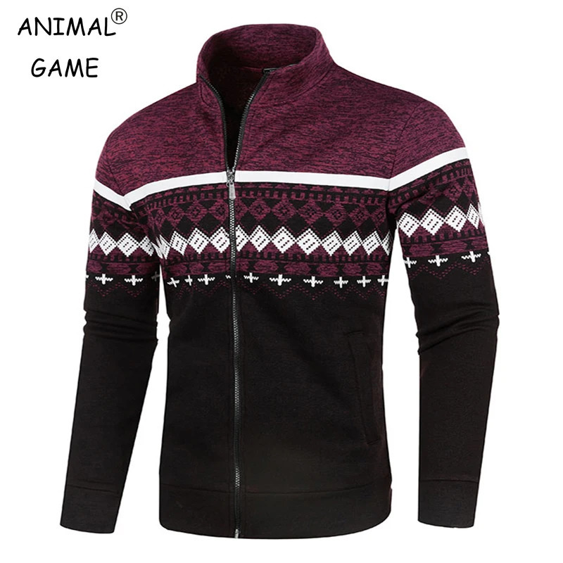 Men Sweaters Jackets Autumn Winter Warm Coats Loose Sweatshirts Zipper Turtleneck Printed Top250825