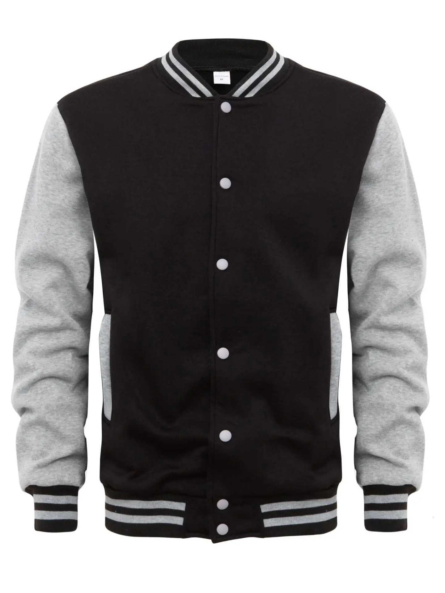 2025 New Black White Gray Collision Color Jacket Loose Oversized Mens Baseball Clothes Street Coat Warm Fleece Soft JackXJ250826