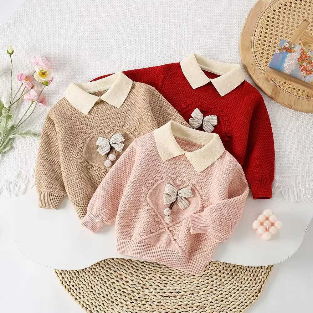 Autumn Children Girls 2PCS Clothes Set Turn Down Collar 3D Flower Kids Girls Sweater Suits Solid Knitted Pleated Skirts Outfits XJ250815