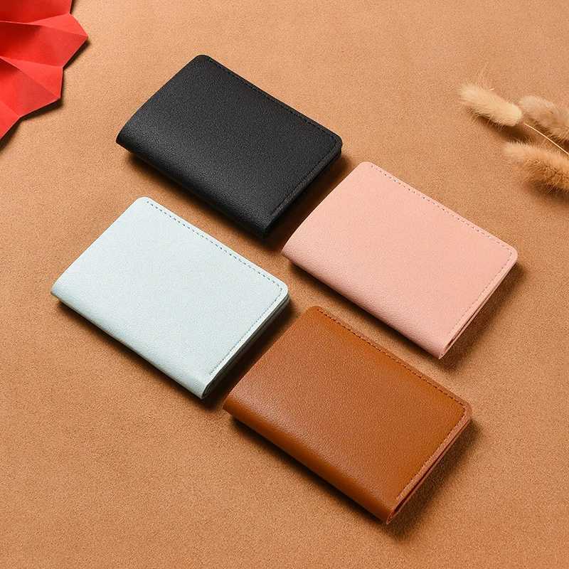 Womens Small Short Wallet New Minimalist Mini Leather Card Case Thin Foldable W250826