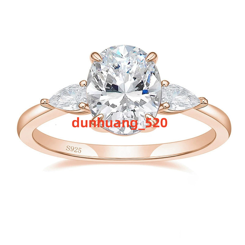 3CT Oval Cut 925 Sterling Silver Engagement Rings 3-Stone Moissanite Diamond Wedding Promise Rings Wedding Bands for Women