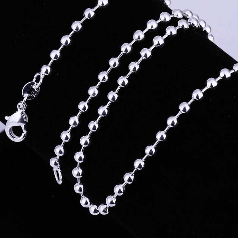 925 Sterling Silver 5mm Round 182024 Inch Necklace For Women Men Fashion Wedding Engagement Charm JewelryXJ250826