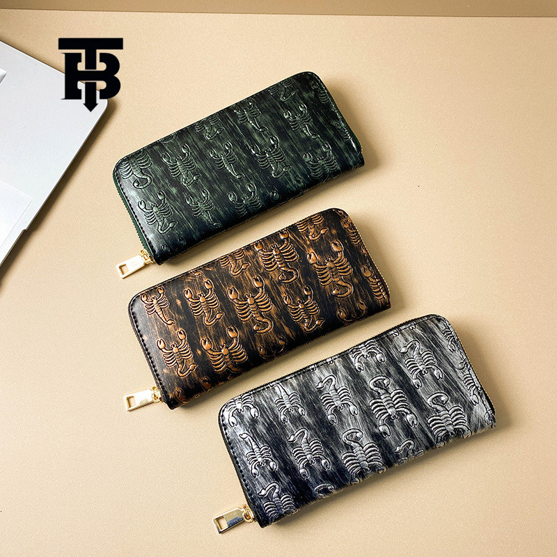 TB BHULAMTE European And American Fashion Women's Wallet Luxury Retro Handbag Designer Large Capacity Phone Bag Versatile Scorpion Embossed Car