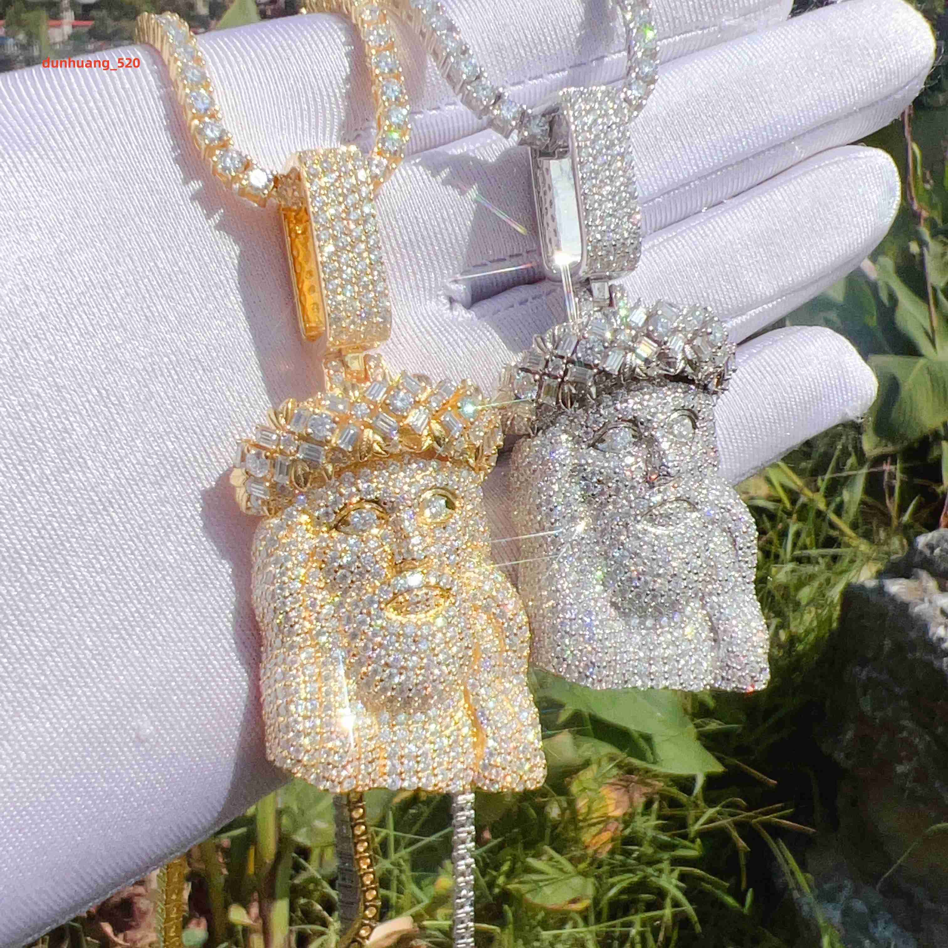 Buss Down Moissanite Lab Diamond Custom Chain Pendant Silver 925 Fine Jewelry Hip Hop Iced Out Mens Jesus Pendant