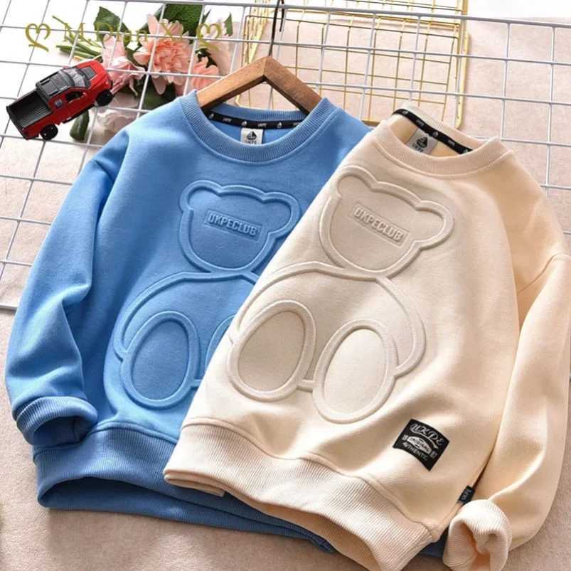 New Spring Autumn Steel Print Bear Sweatshirt Boys Clothes Teenagers Long Sleeve Pullovers Girls Kids Cotton Tops Anime Hoodie Z250826