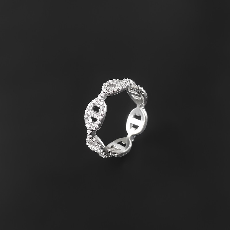 luxury classic letters pig nose ring for women shine crystal bling diamond charm elegant letter love rings jewelry