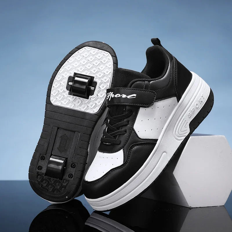 Magic Roller Skates Dual Wheel Slipon Roller Skating Shoes 2024 Spring Autumn Leather Surface Sports Shoes For Women Kids250825