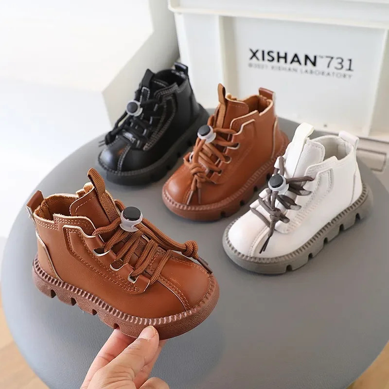 Boys Boots Kids Ankle Boots 2024 Autumn Winter Toddlers Children Fashion Boots for Little Boy Girl Laceup Soft Rubber250825