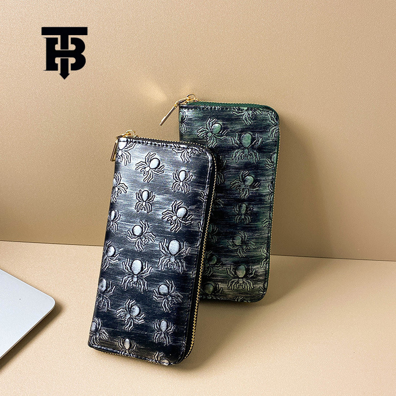 TB BHULAMTE Luxury Fashion Women's Wallet New Retro Spider Long Handbag Designer Large Capacity Card Bag Zipper Phone Bag Coin Bag Free Shippin